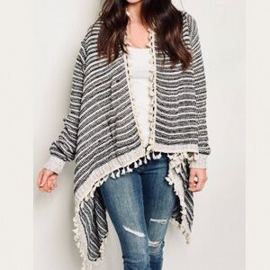 In the beginning waterfall tassel texture cardigan